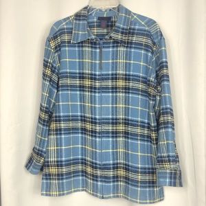 Denim & Co Zip Up Top Womens Long Sleeve